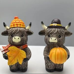 2 piece fall cow decor set